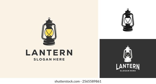 Classic Old Oil Lamp Lantern, illustration vector graphic of lantern logo design.