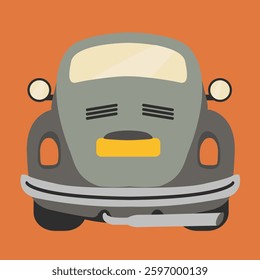 classic old retro vehicle vector flat design symbol. cute and sweet auto isolated icon. cool old model seventies background. cool vintage car back or rear side view cartoon illustration illustration