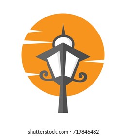 Classic old street lamp logo design template