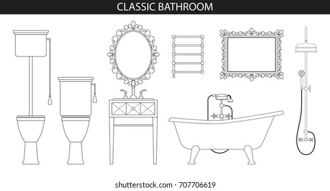 Classic old style furniture for the bathroom.