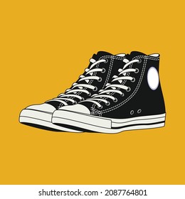 Classic oldskull casual style black shoes vector illustration