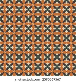 Classic Orange and Beige Geometric Tile Seamless Pattern