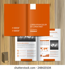 Classic orange brochure template design with white element. Cover layout