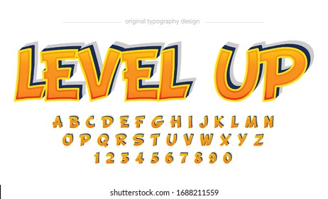 Classic Orange Cartoon Bold 3D Comics Artistic Font Typography Alphabet