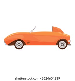 Classic orange convertible sports car driving fast on a sunny day