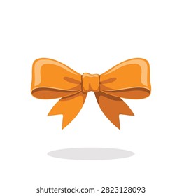 Classic orange gift bow for festive occasions and holiday wrapping, isolated on white background, accessory for presents and celebrations