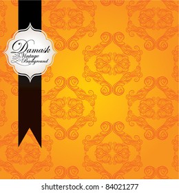 classic orange seamless damask background