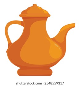 Classic orange teapot, evoking warmth and tradition, ready for brewing tea