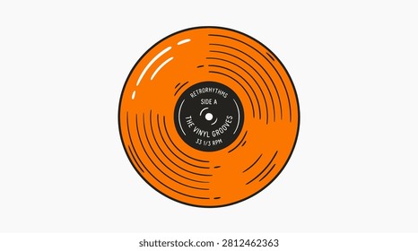 Classic orange vinyl record graphic featuring detailed center label.