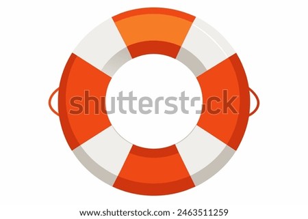 Classic orange and white lifebuoy ring. Safety flotation device for emergency rescue. Concept of safety, emergency equipment. Graphic art. Isolated on white background. Print, design element 