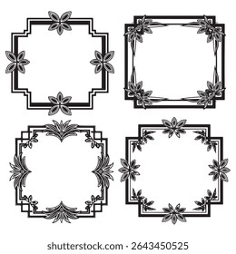 Classic and Organic Vintage Decorative Floral Border Vector Collection
