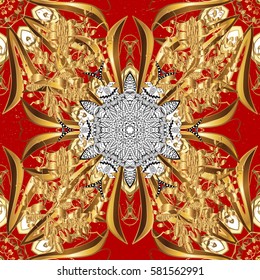 Classic oriental background. Damask ornament. Traditional vector and golden pattern.