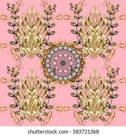 Classic oriental background. Damask ornament. Traditional vector and golden pattern.