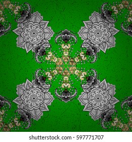 Classic oriental background. Damask ornament. Traditional vector and golden pattern.