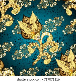 Classic oriental background. Damask ornament. Traditional vector and golden pattern.