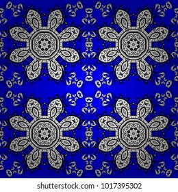 Classic oriental background with white doodles. Damask seamless ornament. Traditional vector and colorful pattern.