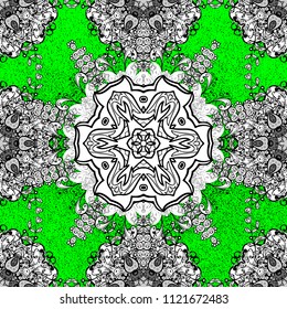 Classic oriental background with white doodles. Damask seamless ornament. Traditional vector and cute pattern.