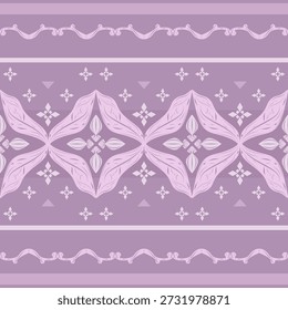 Elegância Oriental clássico roxo sem emenda padrão da borda. Delicado tailandês seda com belas florals rolar design de ornamento para tecelagens, listrado, roupas, artesanato, bordados, interior, decoração de spa