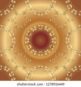Classic oriental pattern over brown and beige colors. Traditional vector and golden pattern. Damask seamless ornament.