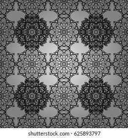 Classic oriental pattern over gray background. Damask seamless ornament. Traditional vector and dim pattern.