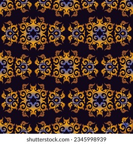 Classic ornament. Decorative seamless pattern with swirls for designer wallpaper, trendy print, trendy decor, home textile, retro decor. Vector.