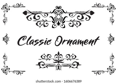 Classic ornament frame, vintage border set Premium Vector