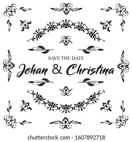Classic ornament frame, vintage border set Premium Vector