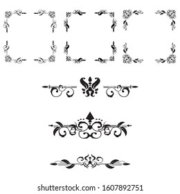 Classic ornament frame, vintage border set Premium Vector