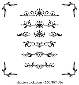 Classic ornament frame, vintage border set Premium Vector