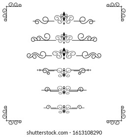 Classic ornament frame, vintage border set Premium Vector