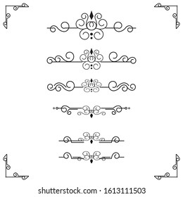 Classic ornament frame, vintage border set Premium Vector thin Line monoline