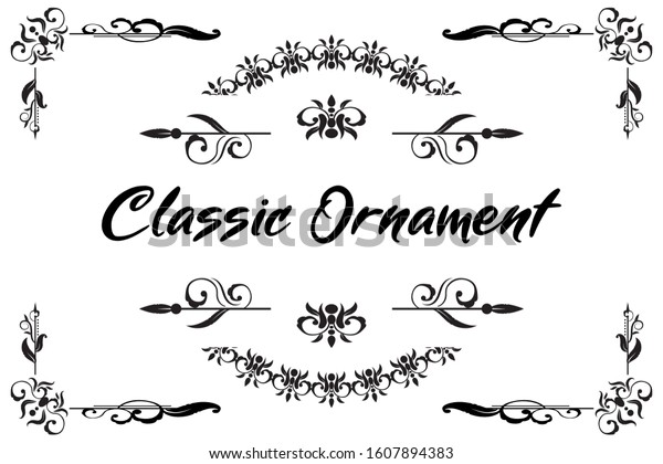 Classic\
ornament frame, vintage border set Premium\
Vector