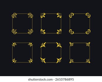 Classic ornament frame Vintage Gold Color element, Vintage border illustration