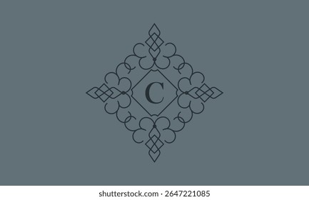 Classic ornament with letter C. Design elements for invitations, company branding, business, sign, heraldry, etc. Vector floral monogram.