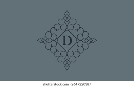 Classic ornament with letter D. Design elements for invitations, company branding, business, sign, heraldry, etc. Vector floral monogram.