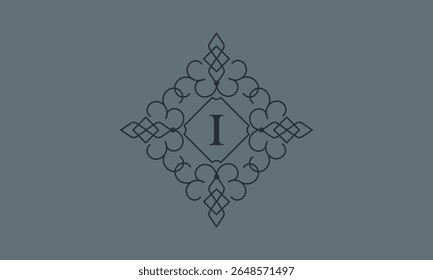 Classic ornament with letter I. Design elements for invitations, company branding, business, sign, heraldry, etc. Vector floral monogram.