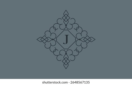 Classic ornament with letter J. Design elements for invitations, company branding, business, sign, heraldry, etc. Vector floral monogram.