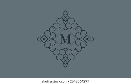 Classic ornament with letter M. Design elements for invitations, company branding, business, sign, heraldry, etc. Vector floral monogram.