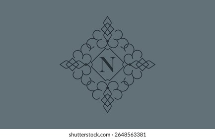 Classic ornament with letter N. Design elements for invitations, company branding, business, sign, heraldry, etc. Vector floral monogram.