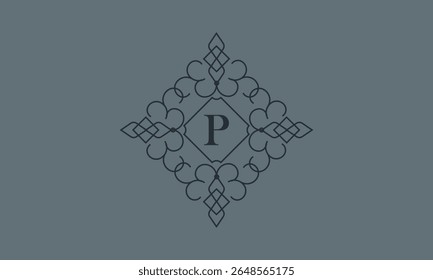 Classic ornament with letter P. Design elements for invitations, company branding, business, sign, heraldry, etc. Vector floral monogram.