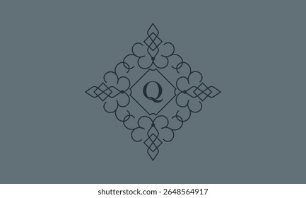 Classic ornament with letter Q. Design elements for invitations, company branding, business, sign, heraldry, etc. Vector floral monogram.