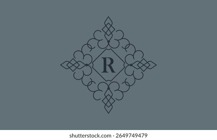 Classic ornament with letter R. Design elements for invitations, company branding, business, sign, heraldry, etc. Vector floral monogram.