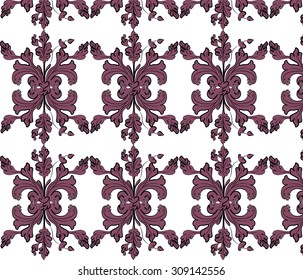 Classic ornament pattern in magenta color. Vector