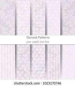 Classic ornament pattern trendy texture set collection Vector. Royal fabric decor illustration. Abstract modern combinations