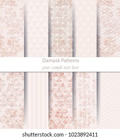 Classic ornament pattern trendy texture set collection Vector. Royal fabric decor illustration. Abstract modern combinations