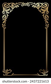 Classic ornamental art nouveau album frame with arch. Vector template