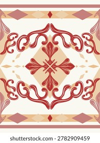 Classic ornamental frame design with elegant floral centerpiece. Elaborate redish brown white art work design for luxury wallpaper premium invitations boutique packaging sophisticated surface pattern