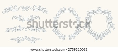 Classic ornamental frames and elegant baroque flourish decorations