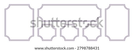 Classic Ornamental Rectangle Frames with Rounded Cut Corner Borders Vector Collection