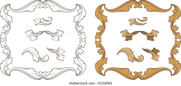 classic ornaments and frame, panel